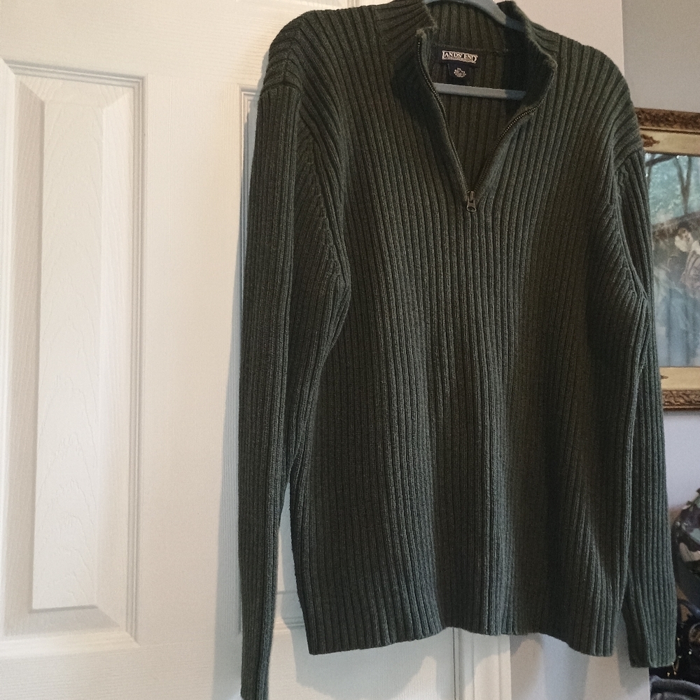Vintage 90s Lands’ End Direct Merchants Men’s XL Ribbed Cotton Quarter Zip... - Picture 14 of 14